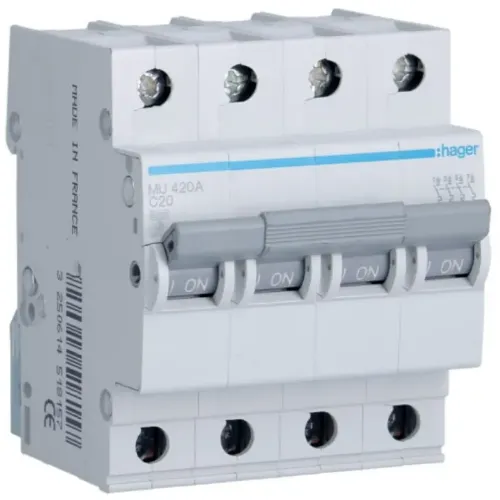 MU420A - MCB 4P 6kA C-20A 4M resmi
